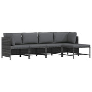 Set Divani da Giardino 4 pz con Cuscini in Polyrattan Grigio cod mxl 70673