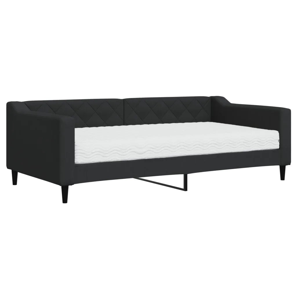 Divano Letto con Materasso Nero 90x190 cm in Tessuto