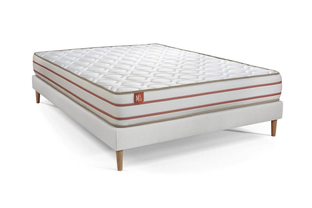 Pacchetto letto completo - Materasso 140x190cm + Box spring con doghe (kit) + 2 cuscini + Piumino - Le Doux