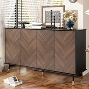 Credenza Moderna ¨C MINIMAL ¨C Legno MDF, 4 Ante, Ripiani Regolabili, Gambe in Metallo