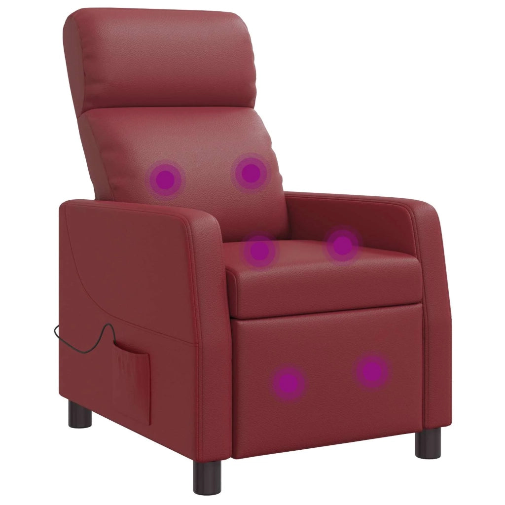 Divano Sedia-Poltrona Massaggiante Rosso Vino Similpelle 603155