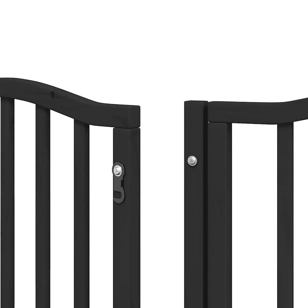 Cancelletto di sicurezza per animali domestici porta pieghevole 9 pannelli legno di pioppo nero 02_0023284