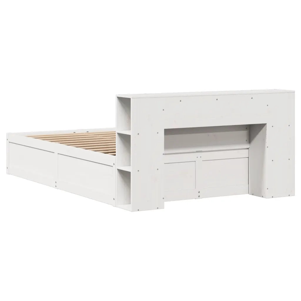 Letto senza Materasso-Struttura Letto Bianco 135x190 cm Legno Massello di Pino 574682