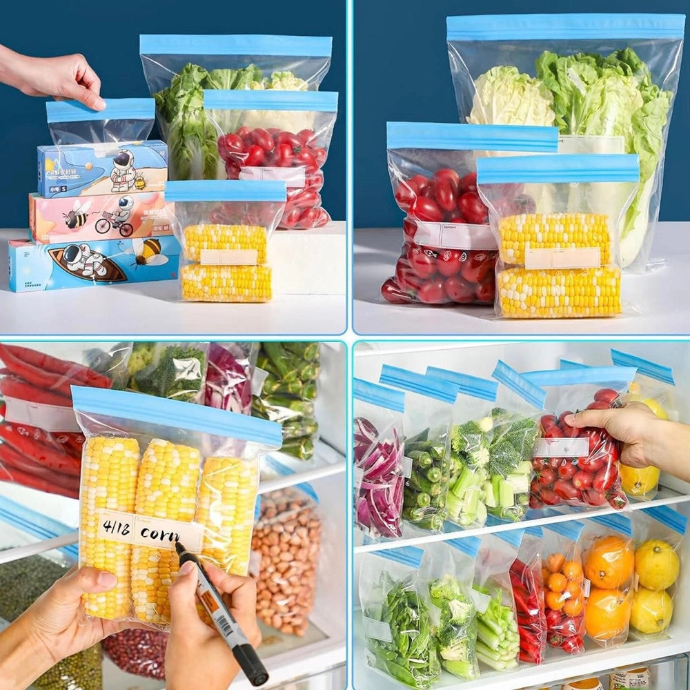Trade Shop - 70 Pz Sacchetti Per Alimenti Congelatore Riutilizzabili Con Chiusura Ermetica 3 Misure -