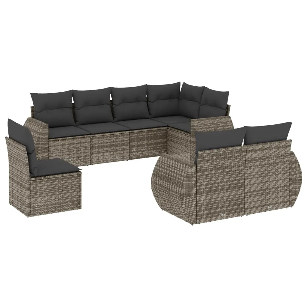 Set Divano da Giardino 8 pz con Cuscini Grigio in Polyrattan 3253977