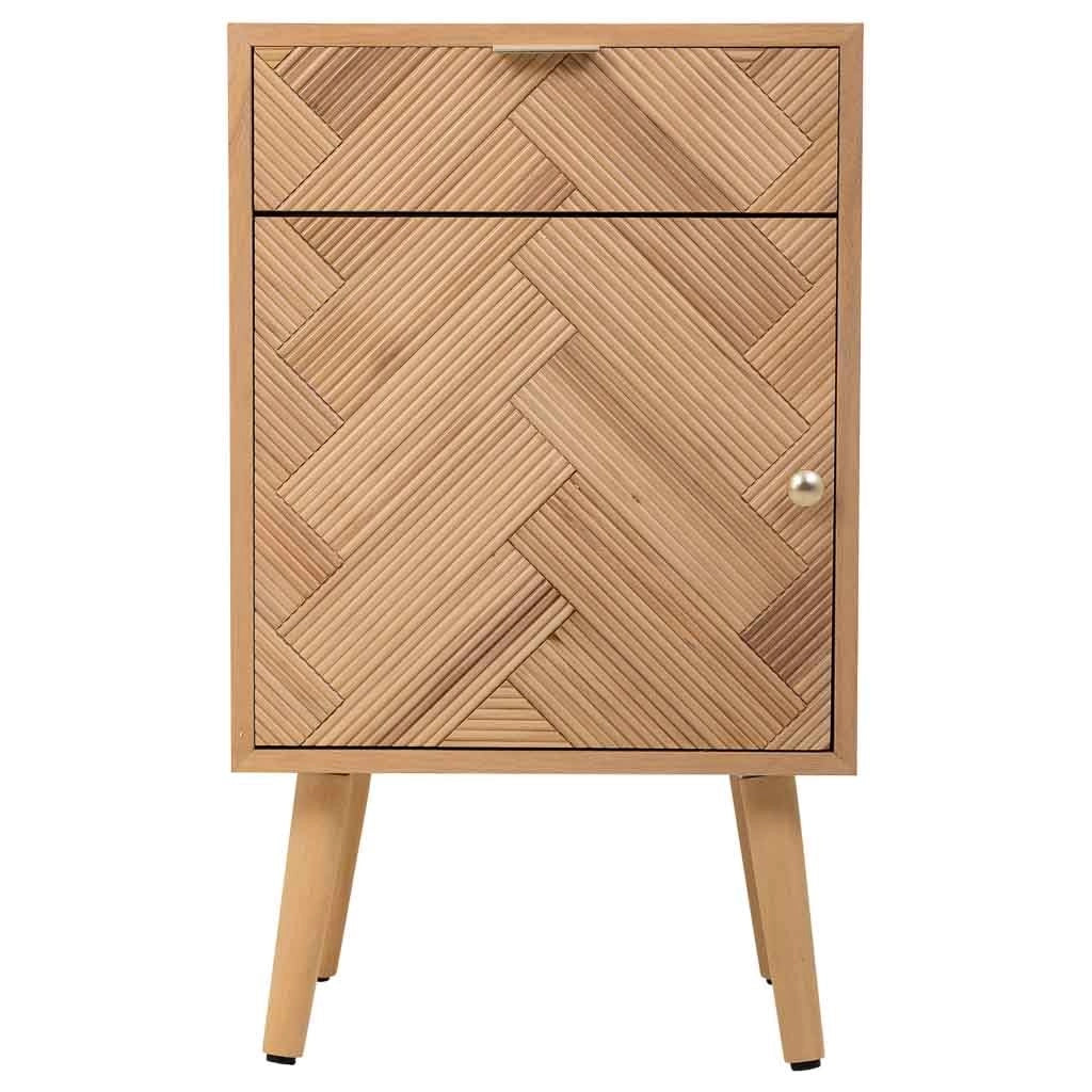 Comodino in legno con 1 porta e 1 cassetto marrone 42x34x70