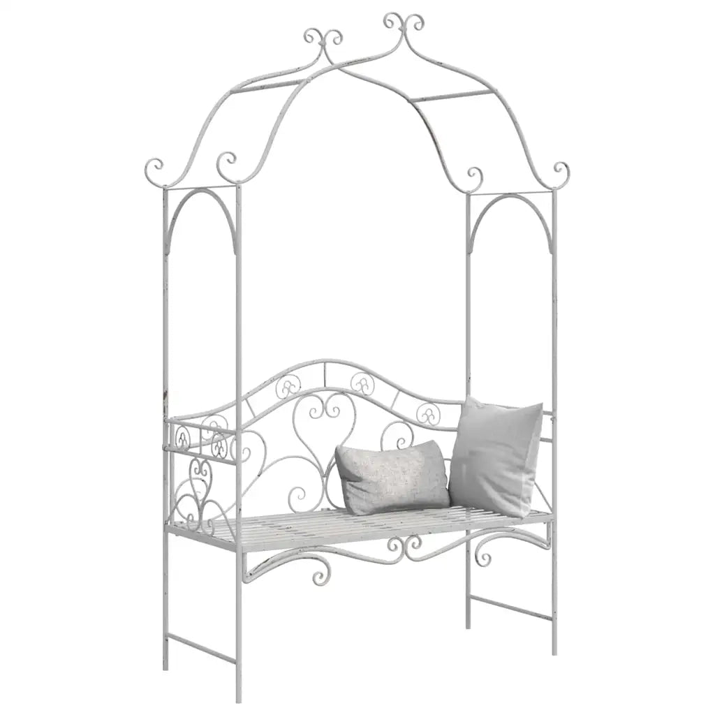 Panchina da giardino Bianco Antico 121 x 48 x 200 cm Acciaio 42008120