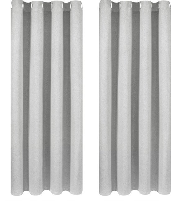 Tende - 2 pezzi - 100% Poliestere - Tendina/Rodiggio/Vetrata - Oscurante e Termico - Grigio chiaro - 135x175 cm