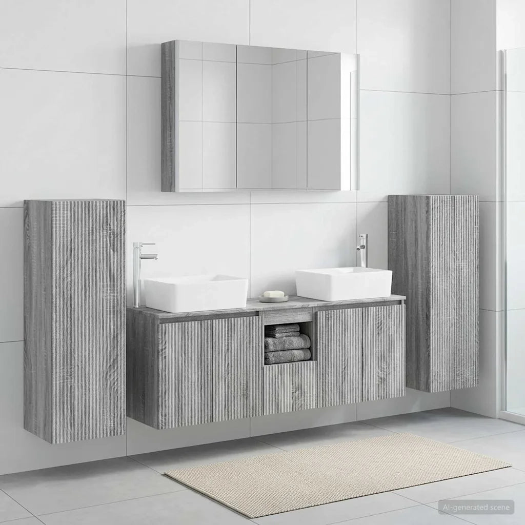 Set di mobili per il bagno 6 pcs Sonoma grigio 3407172