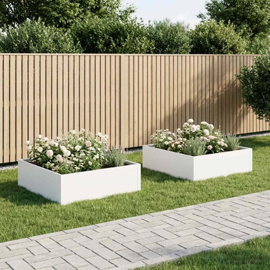 Vaso da giardino 2 pz Bianco 80 x 80 x 30 cm 8005067