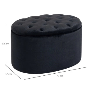 POUF Contenitore Ovale 71x52x42 cm Poliestere Nero