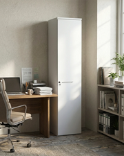 Armadio ufficio Boston - Mobile archivio 1 anta con serratura - 4 mensole incluse - L. 45 x H. 199 x P. 42,5 cm – Bianco_