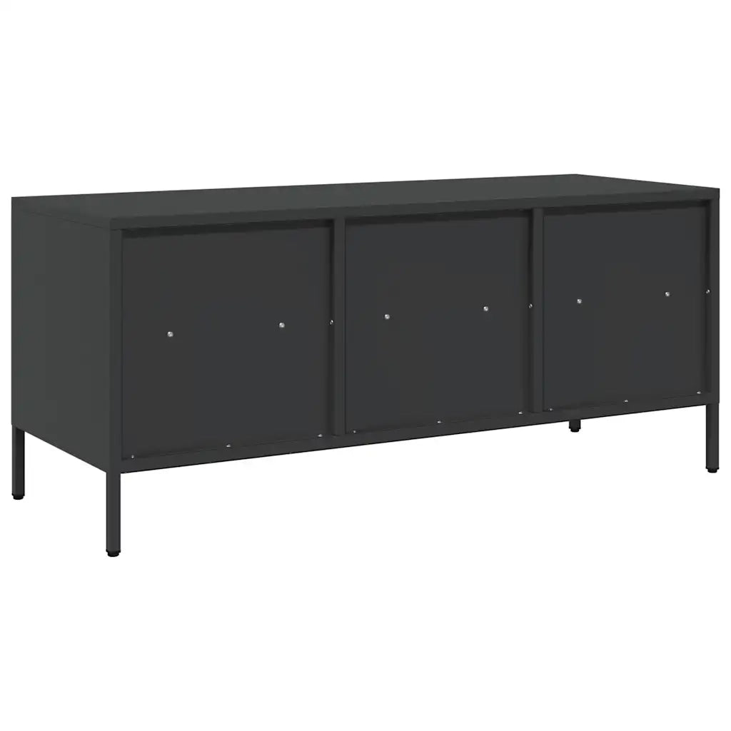 Mobile TV-Credenza per TV-Console TV Nero 101,5x39x43,5 cm in Acciaio Laminato a Freddo 385616