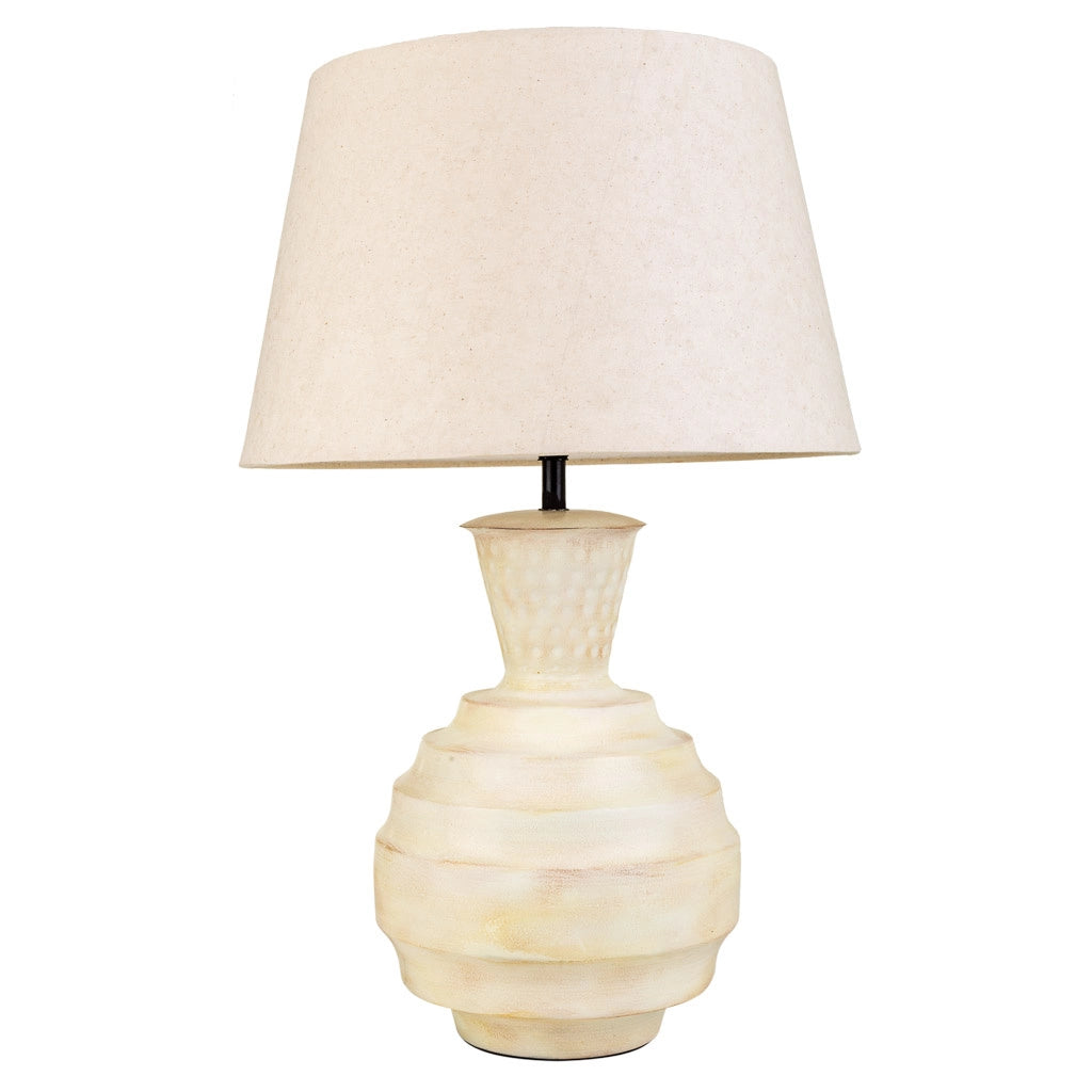Lampada da tavolo in metallo crema 25x25x63h