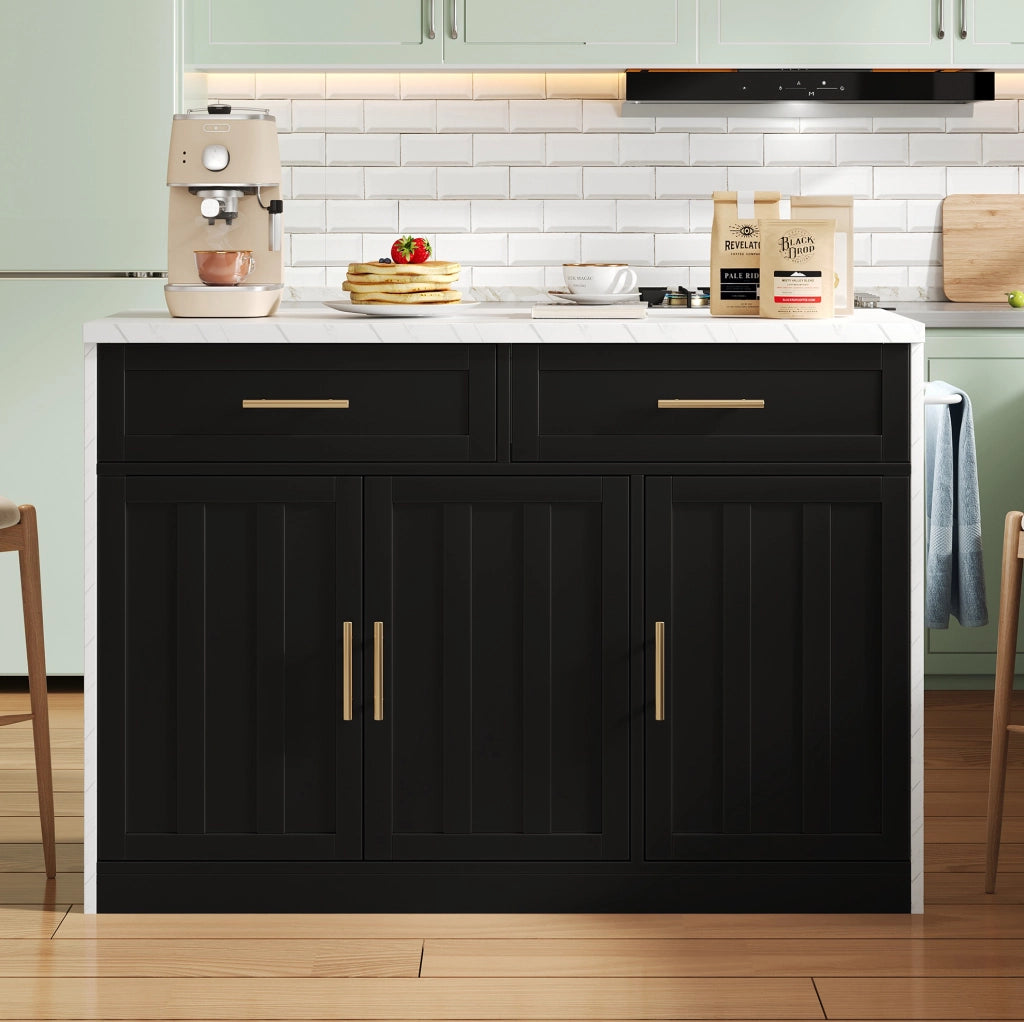 Isola da cucina 120x60x91 cm con zona bar; MDF; nero