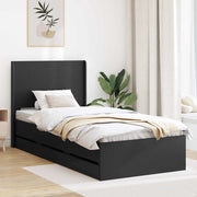Struttura del letto con stoccaggio e testata Nero 75 x 190 cm 3413990