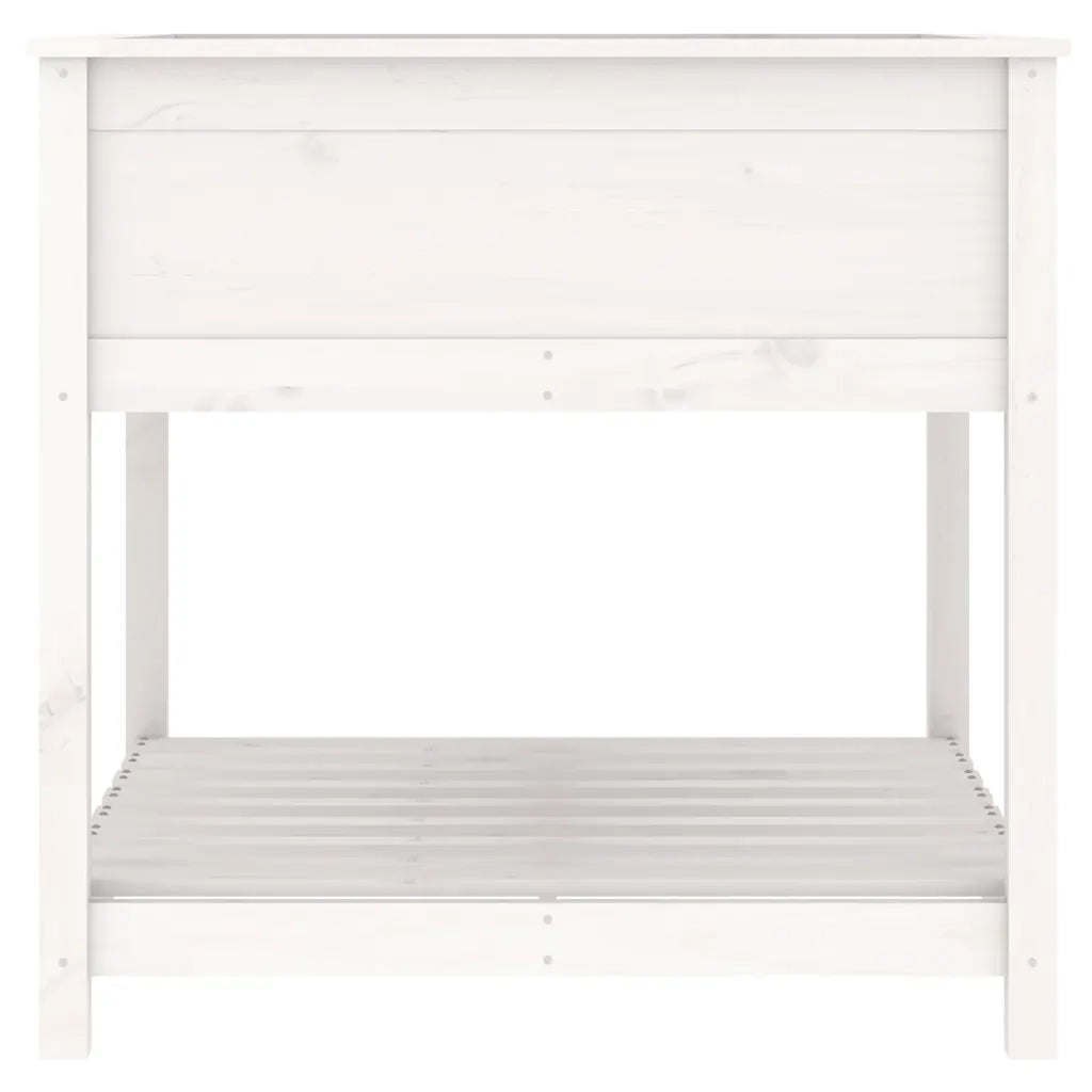 Fioriera con Mensola Bianca 82,5x82,5x81 cm Legno Massello Pino 823795