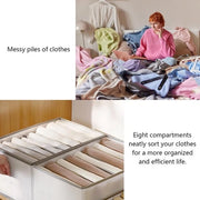 Set di 3 Organizzatore di Armadio - 20 x 25 x 36 cm - Sistema di 7 Comparti di Stoccaggio - Scatola di Stoccaggio Pieghevole - Organizzatore di Armadio Grigio - Tessuto per Abiti - Pantaloni - Magliette - Maglioni