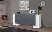 Madia Alchemy, Credenza 4 Ripiani Made in Italy, 210x45x85h cm Bianco Lucido