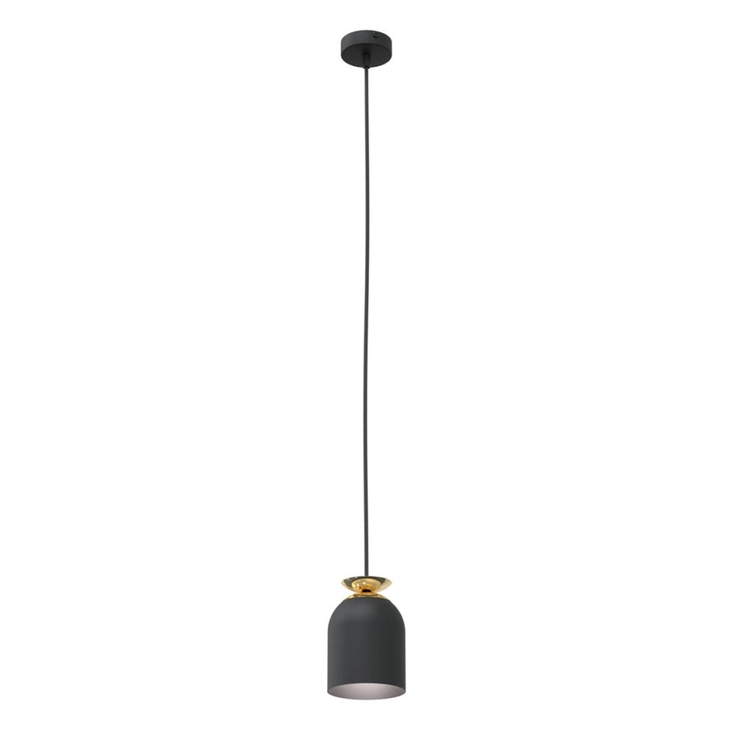 Lampada a sospensione Target in acciaio nero opaco e oro