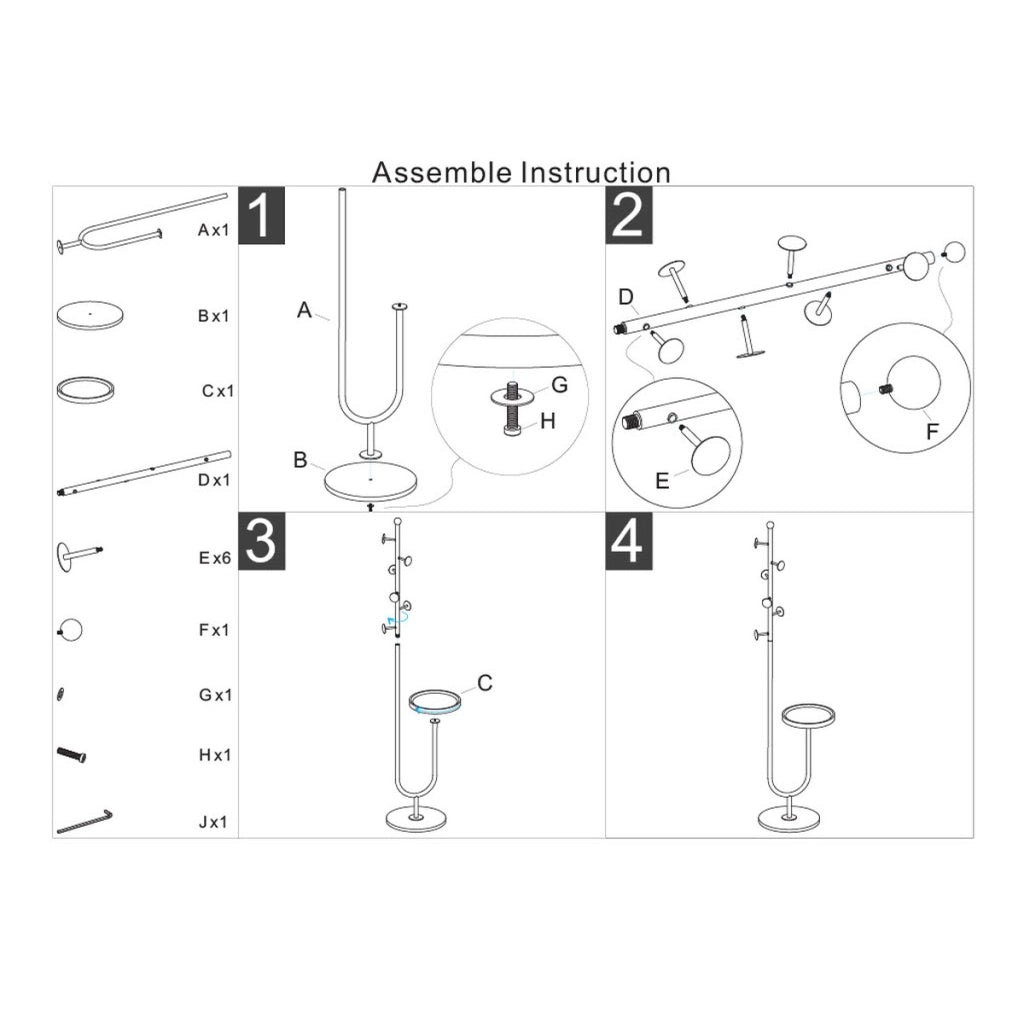 Appendiabiti da terra Glam in metallo dorato e marmo artificiale