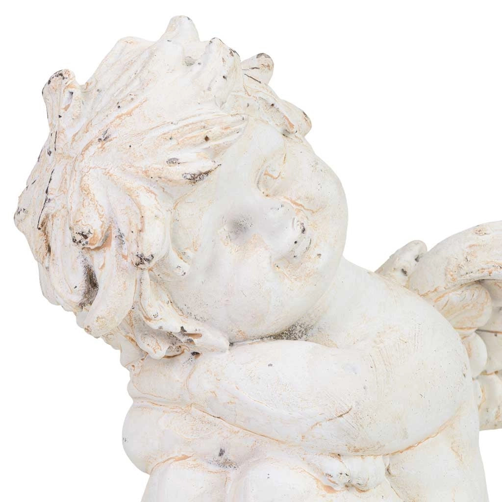 Figura decorativa a forma di angelo in magnesio bianco, 14x14x17h cm