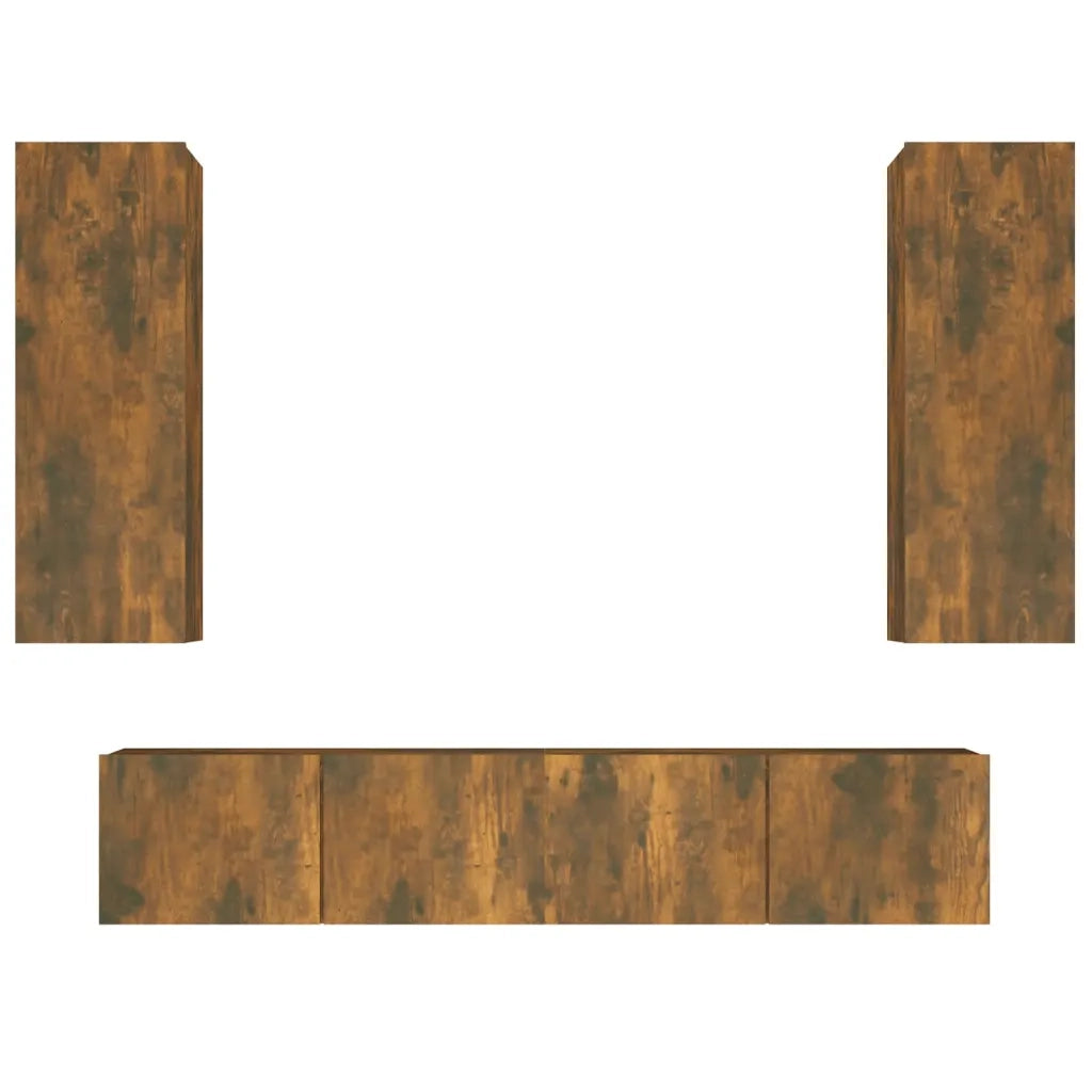 Set di Mobili Porta TV 4 pz-Credenza per TV Rovere Fumo in Legno Multistrato 323820