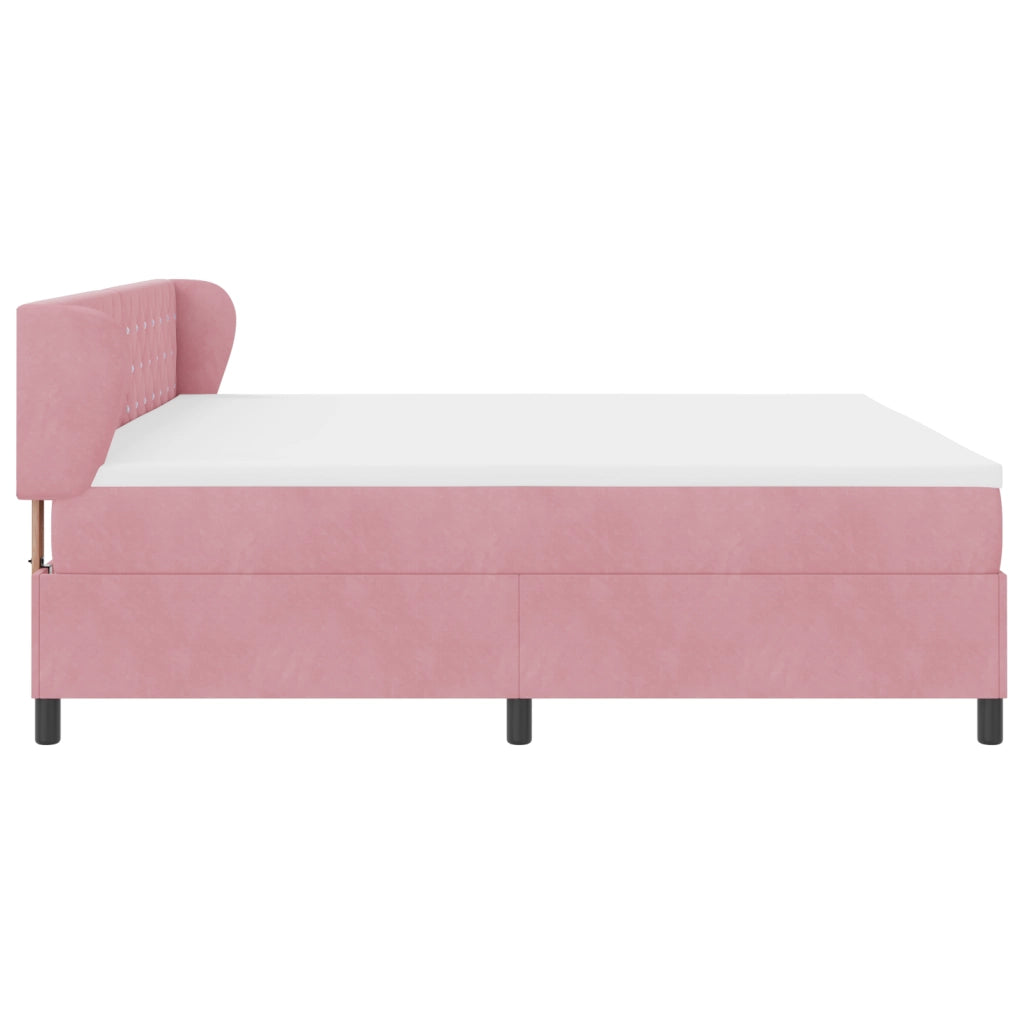 Letto Box Spring con Materasso Rosa 200x200 cm Velluto