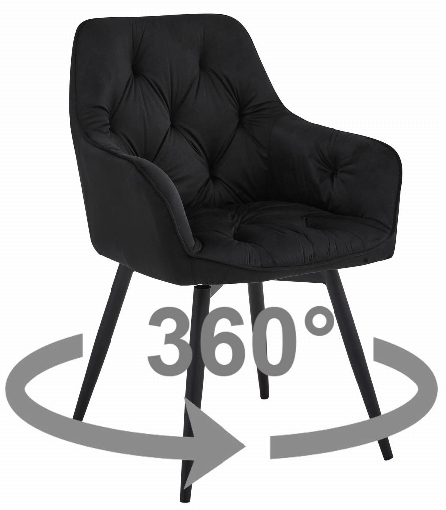 Sedia girevole in velluto VALORA LUKK360 - Nero x 2
