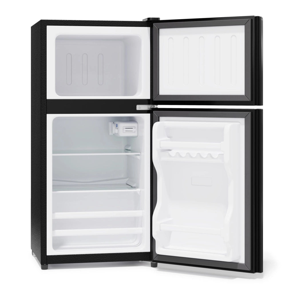 Frigorifero compatto 60 L con congelatore 22 L; porta in vetro e LED; nero