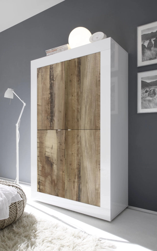 Madia Sampeyre, Credenza 3 Ripiani, 101.4x42x161.2h cm Bianco Lucido