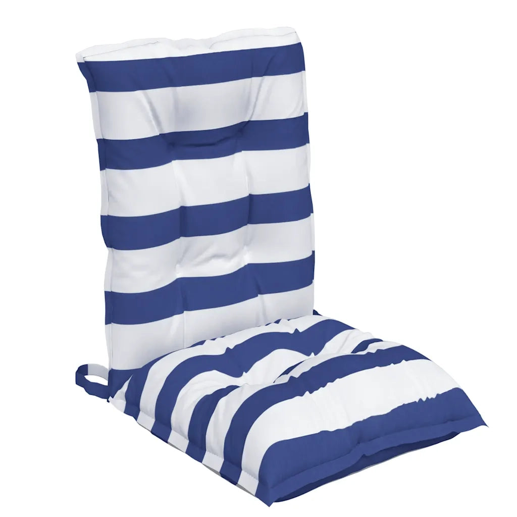 Cuscini Sedia Schienale Basso 4 pz | Cuscini per sedie a Righe Blu e Bianche Oxford