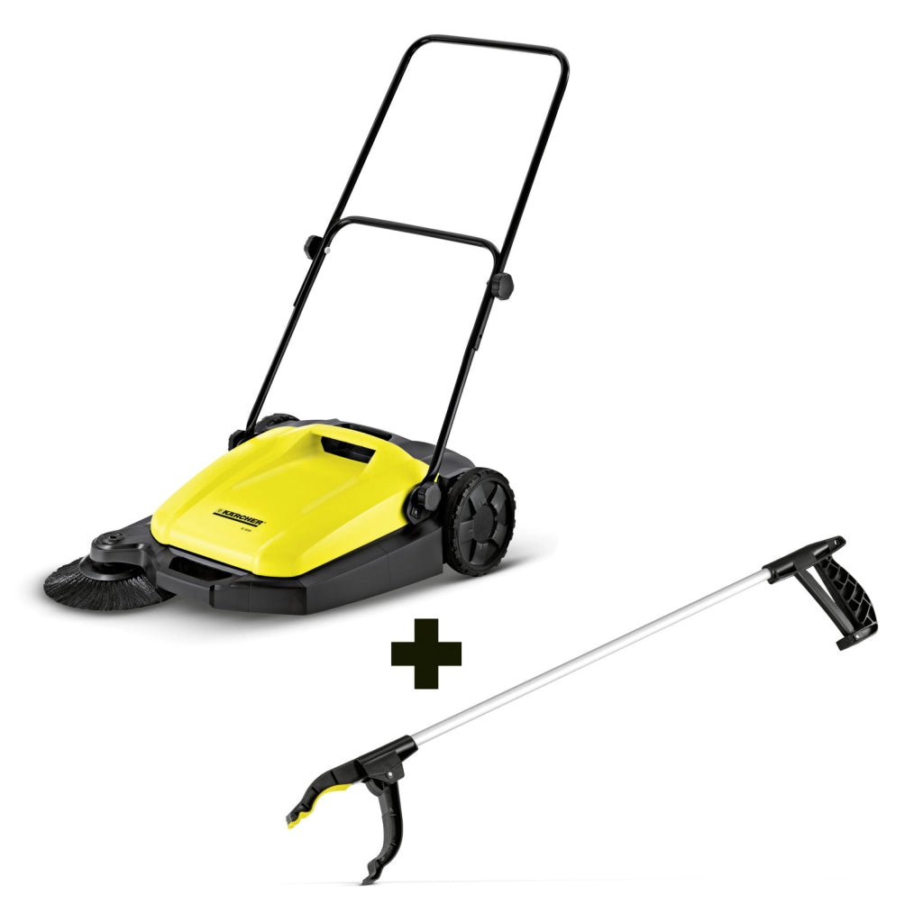 Karcher spazzatrice manuale s 530, larghezza di lavoro di 550 mm, un vano raccolta da 16 l e una spazzola laterale. e' adatta per aree a partire da 30 m²