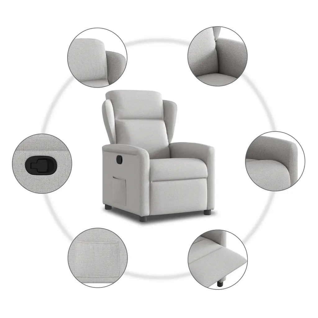 Divano Sedia-Poltrona Reclinabile in Tessuto Grigio Nuvola 812444