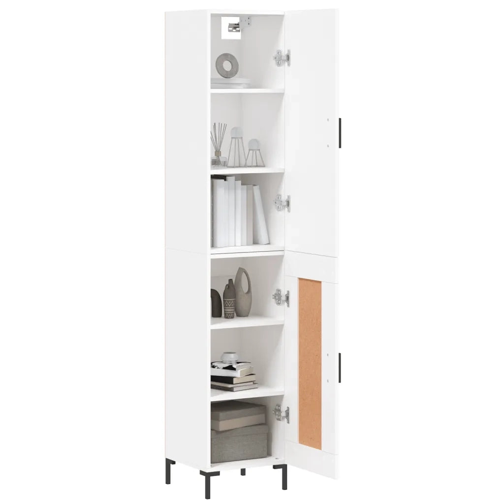 Credenza-Buffet-Armadio da cucina Bianca 34,5x34x180 cm in Legno Multistrato 975534