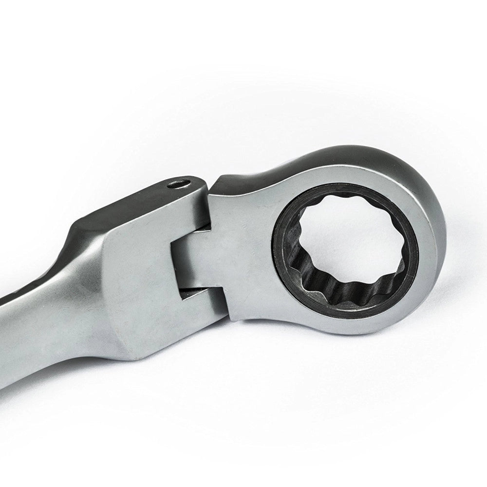 Trade Shop - Chiave Combinate A Cricchetto Chrome Vanadium Con Testa Snodabile Misura Mm -    -14 Cm   -