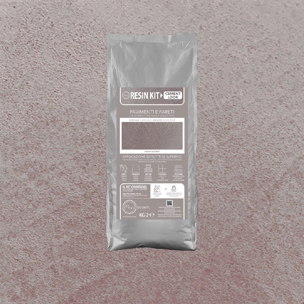 Kit Resina Cemento Fleur in Polvere per Pavimenti Pareti Piastrelle Colore: Indian Elephant, Formato: 2 Kg