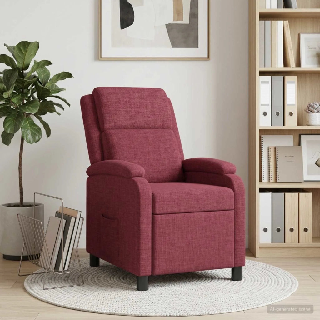 Divano Sedia-Poltrona reclinabile Rosso Vino Tessuto 233703