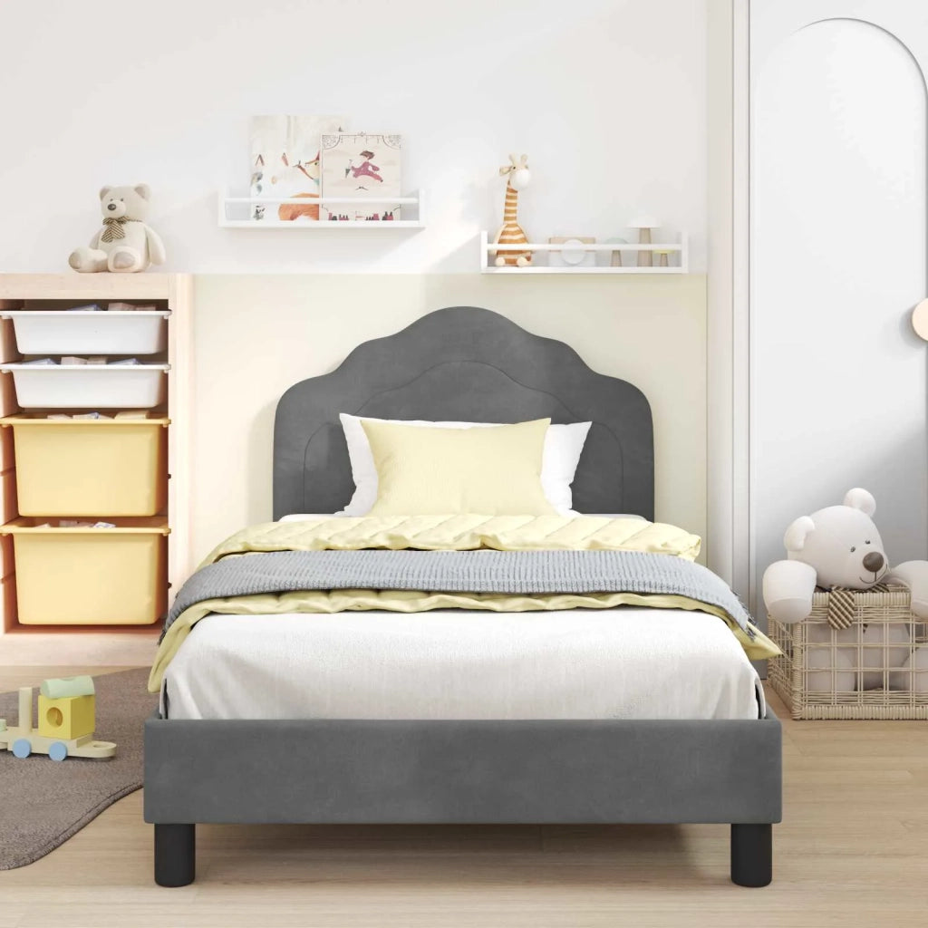 Struttura letto Bambini | Letto Infantile | Lettino con testata Grigio Scuro 90 x 190 cm