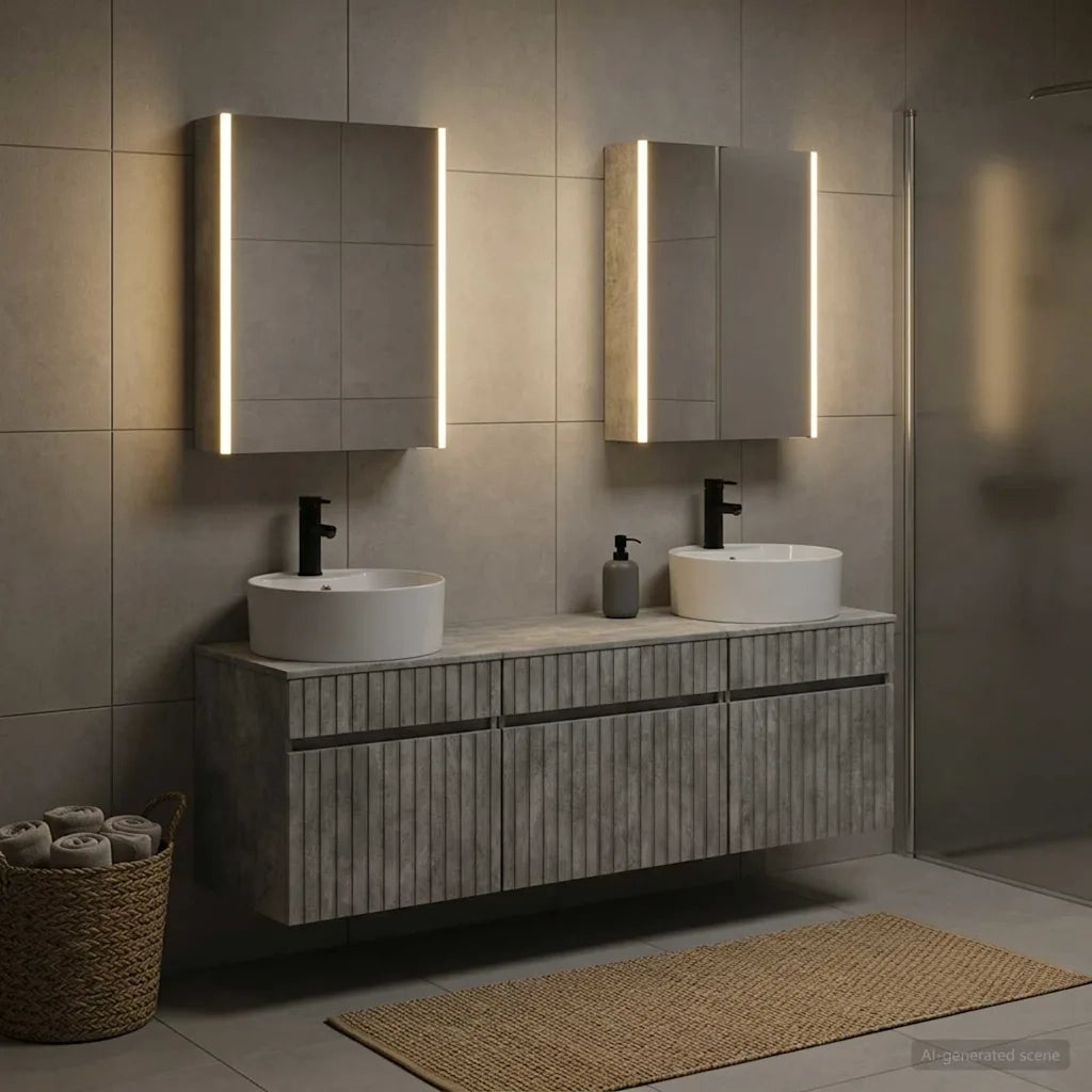 Set di Armadi da Bagno 5 pcs Grigio Cemento 53 x 15,5 x 70 cm 3406610