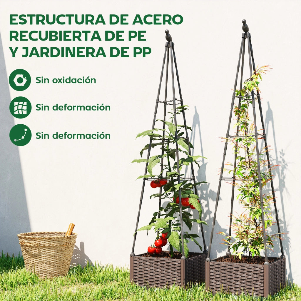 Jardinera con Griglia Metallo per Piante Rampanti ¨C Minimal ¨C 40x40x175 cm