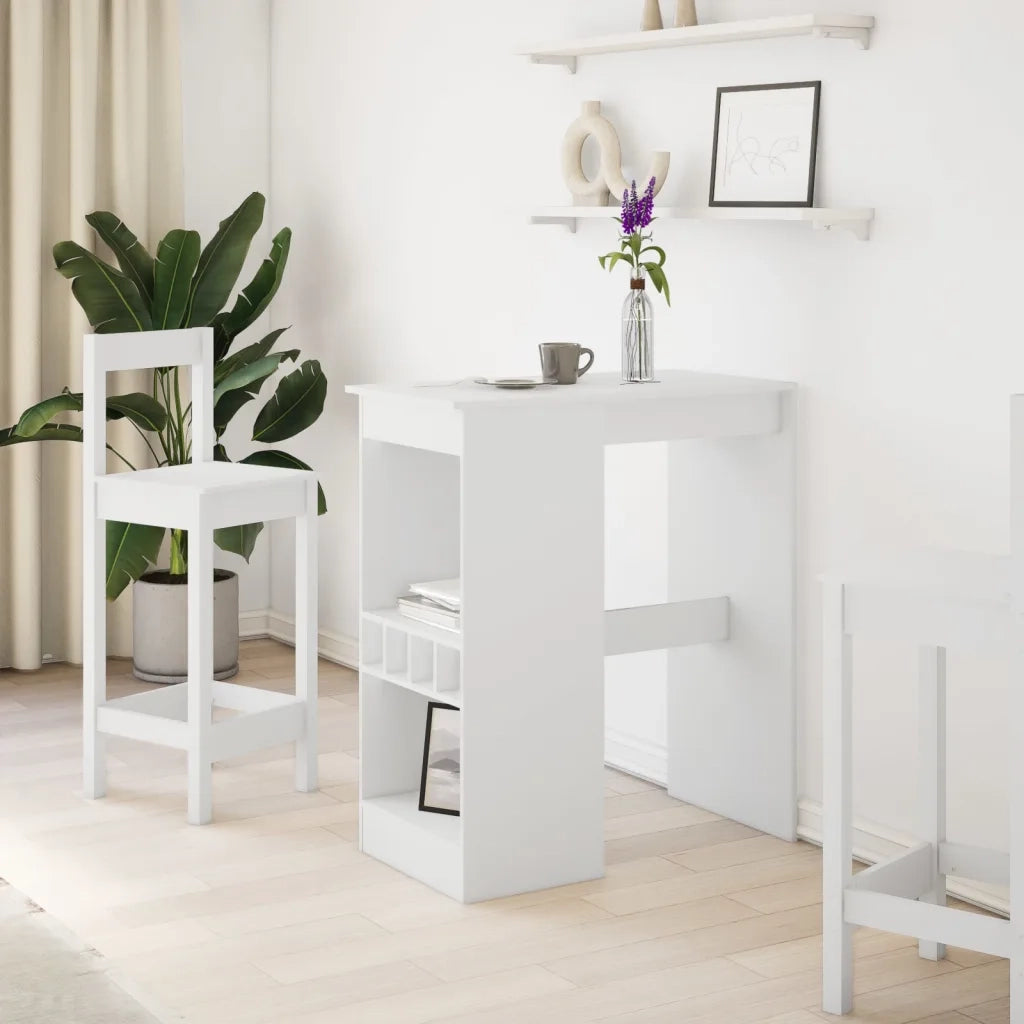 vidaXL Tavolo Bar con Rastrelliera Bianco 90x47,5x103,5 cm Truciolato