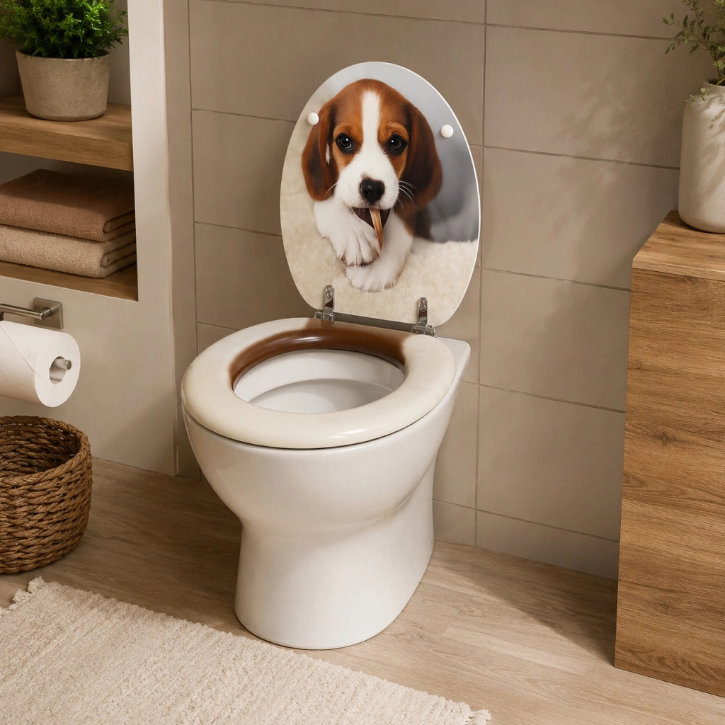 Sedile Copriwater Universale Con Stampa Beagle MDF Con Cerniere In Acciaio 52901