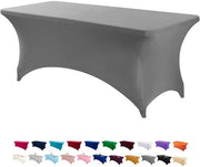 Tavolo estensibile in due pezzi [8 ft 96 pollici] Tavolo in poliestere/Spandex - lavabile in lavatrice e resistente alle pieghe ,adatto per matrimoni, feste, fiere e stand di venditori,Grigio