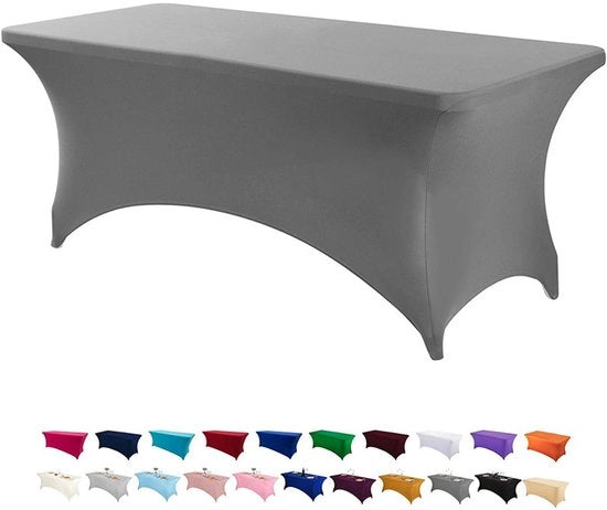 Tavolo estensibile in due pezzi [8 ft 96 pollici] Tavolo in poliestere/Spandex - lavabile in lavatrice e resistente alle pieghe ,adatto per matrimoni, feste, fiere e stand di venditori,Grigio