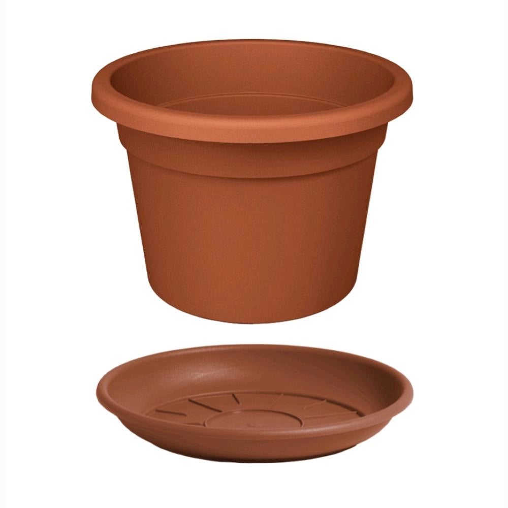 Vaso Tondo + Sottovaso in Plastica PPL Colore Terracotta Diametro 50 cm Altezza 35 cm 40,8 Litri