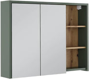 Mobile a specchio per bagno Viola, Verde/Artigianale, 100 x 75 cm con ripiani aperti, per montaggio a parete con ripiani aperti