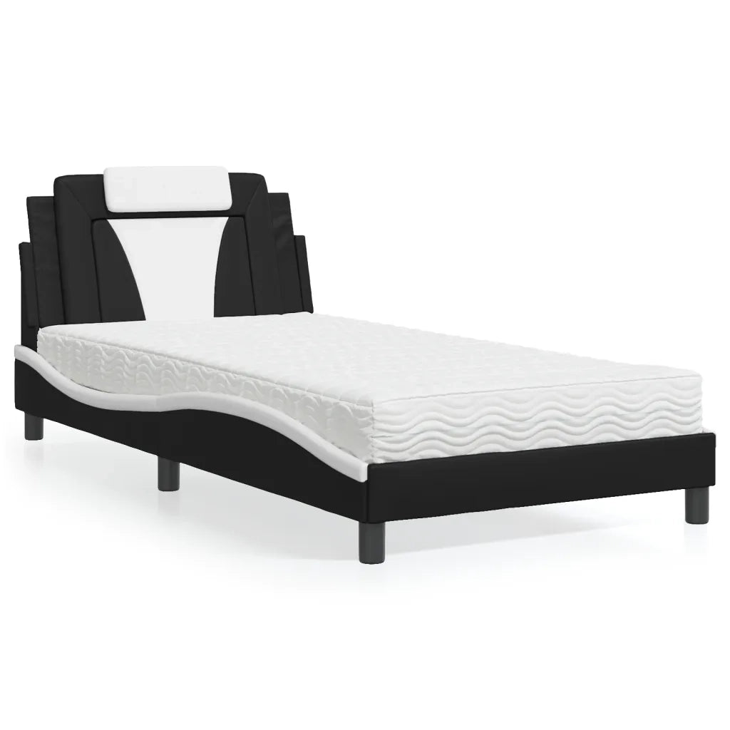 Letto Viana con Materasso Nero e Bianco 100x200 cm in Similpelle 3208780