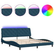 Letto matrimoniale | Letto per adulti | Giroletto con LED senza Materasso Blu 180x200 cm in Velluto