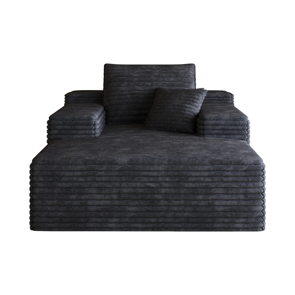 DIVANO Chaise longue in tessuto nero, senza montaggio